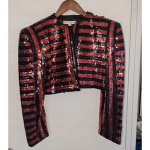 Victor Costa vintage Red and Black Sequin Bolero Jacket Size M